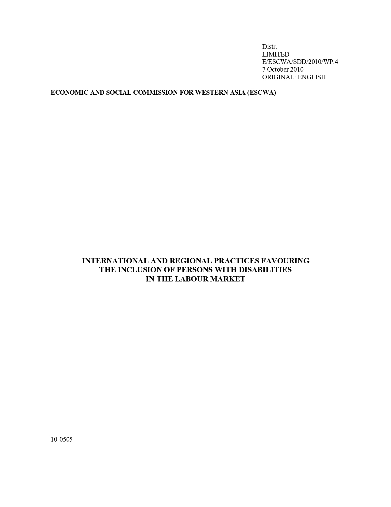 International and Regional Practices Favoring the Inclusion of Persons with Disabilities in the Labor Market Cover Image