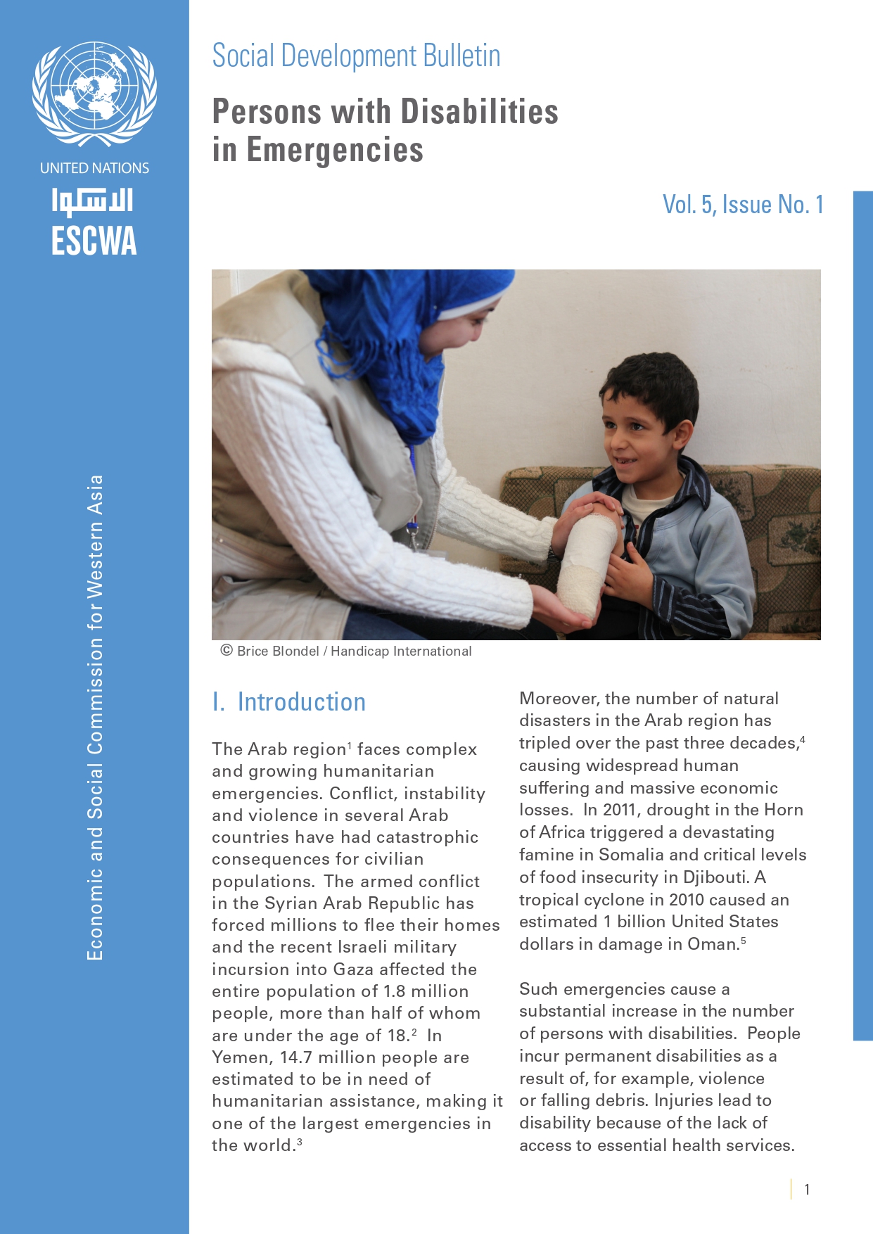 Social Development Bulletin: Persons with Disabilities in Emergencies Vol. 5; Issue No. 1, Cover Image