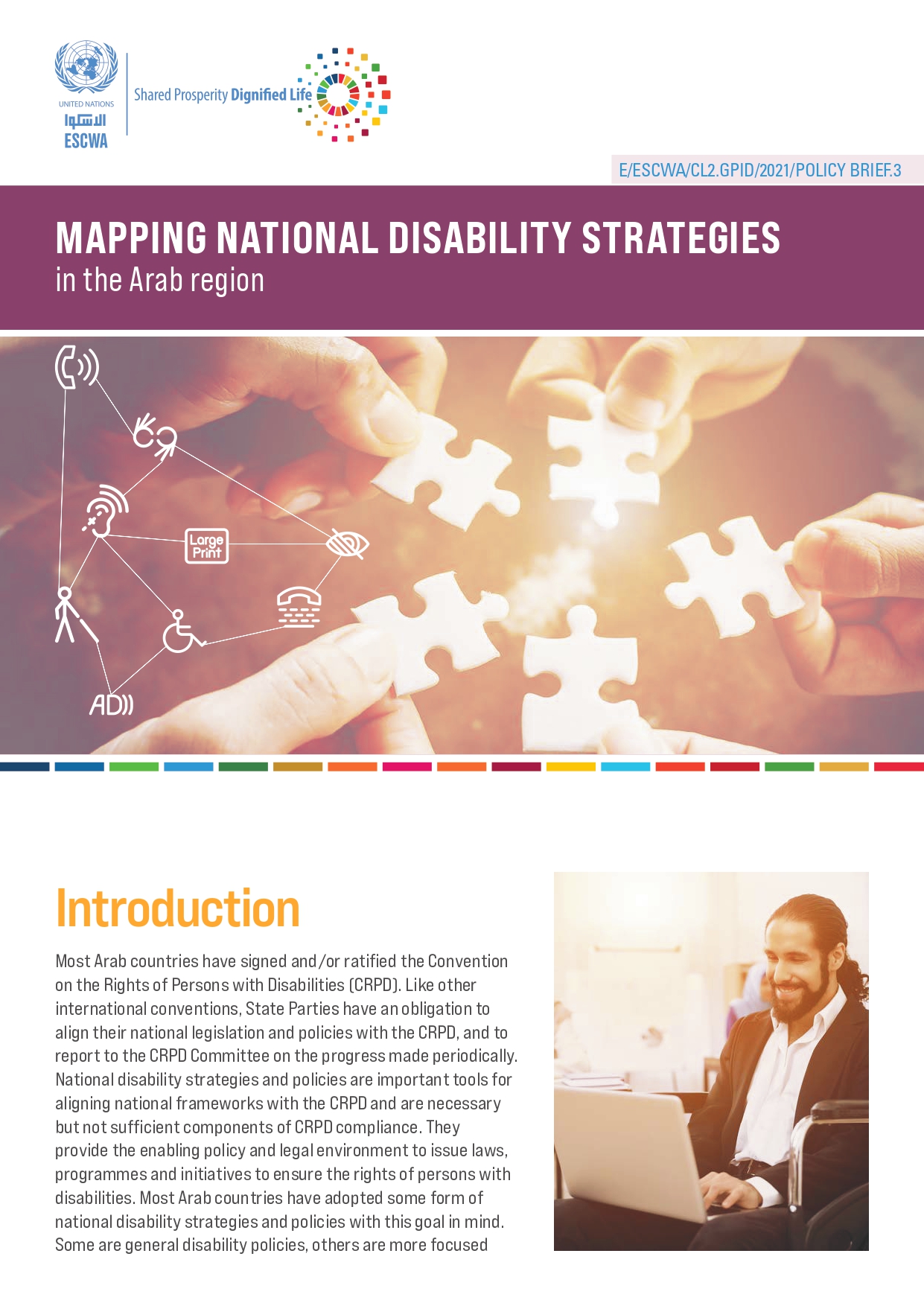 Policy brief on Mapping National Disability Strategies in the Arab Region: Cover image