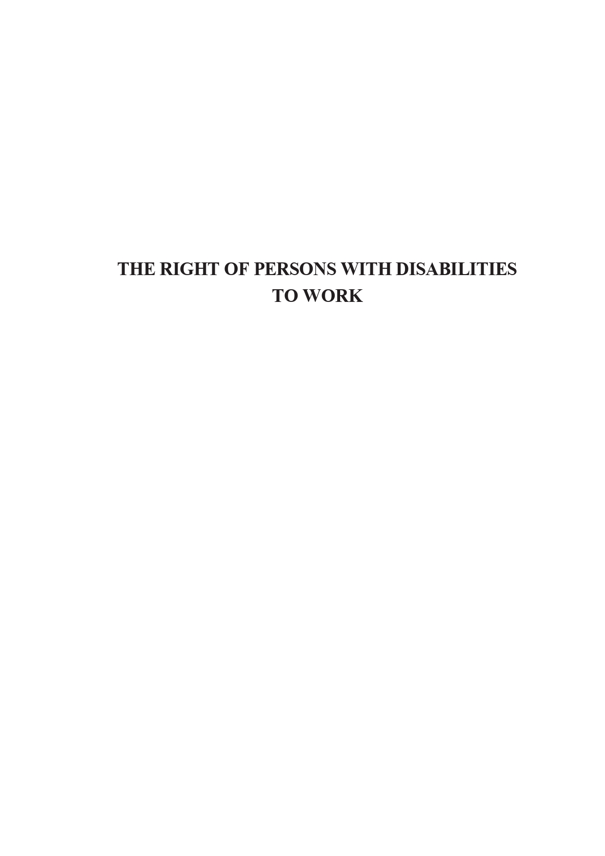 The Right of Persons with Disabilities to Work: Cover Image