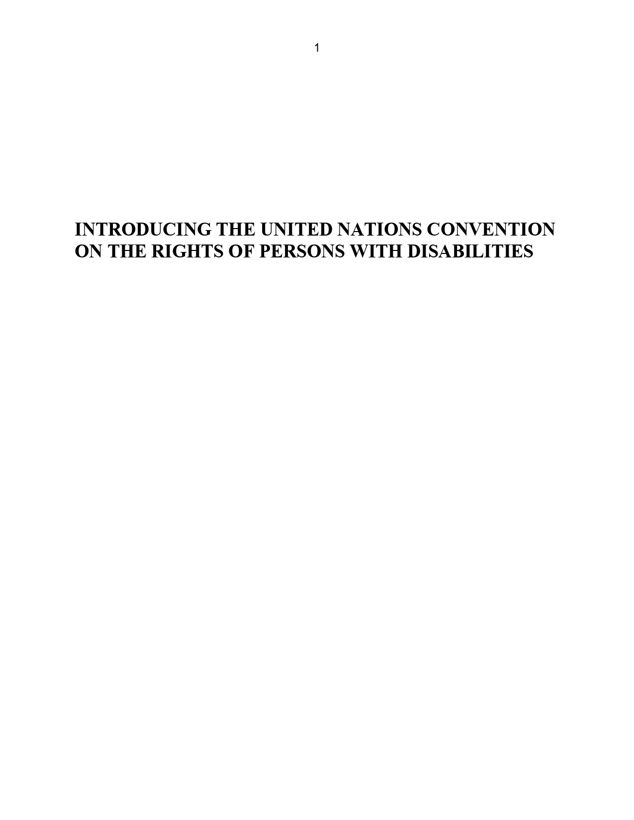 Introducing the United Nations Convention on the Rights of Persons with Disabilities: Cover Image