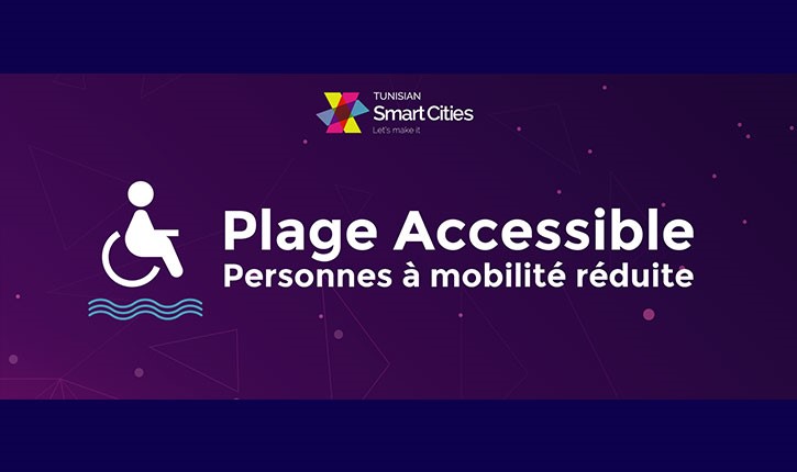 Logo of Tunisian smart cities. Plage accessible. Personnes à mobilité réduite